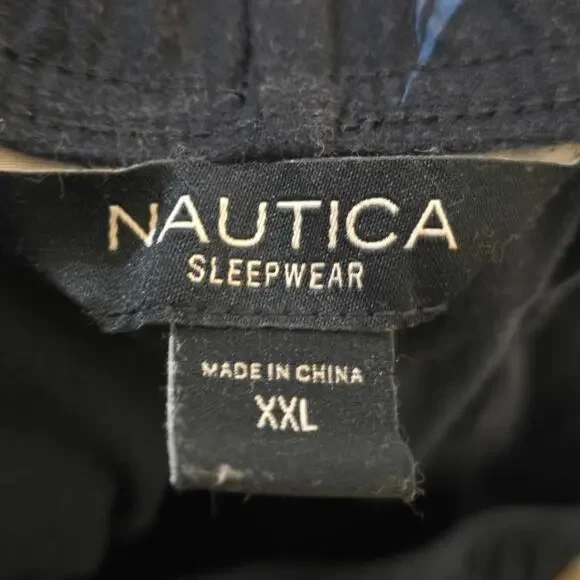 Nautica Sleepwear Navy Blue Logo Print Lounge Pants with pockets XXL - Picture 3 of 4